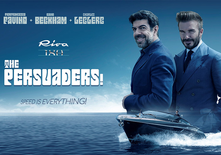 “Riva The Persuaders!”: the short film for the brand's 180th anniversary is a classy action movie with Favino, Beckham and Leclerc.  