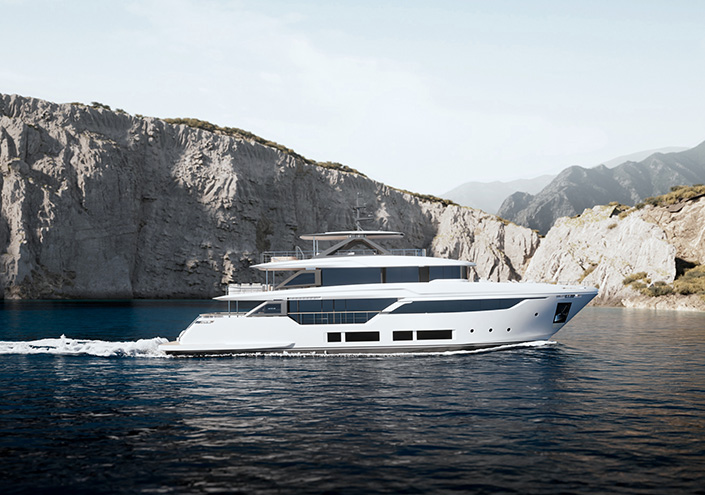 Custom Line Navetta 35: the pleasure of cruising immersed in wide open spaces, natural light and the utmost comfort.<br />
 