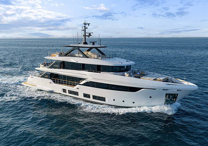 Custom Line Navetta 35: the new Custom Line premiere brings made-to-pleasure yachting to the Monaco Yacht Show.<br />
 